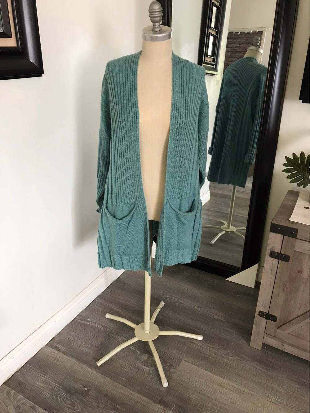 Kori Woman's Sage Green  Open Front  Cardigan Sweater Small